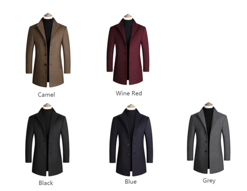 High Quality Men Coats Autumn Winter Solid Color Men's Wool Jacket